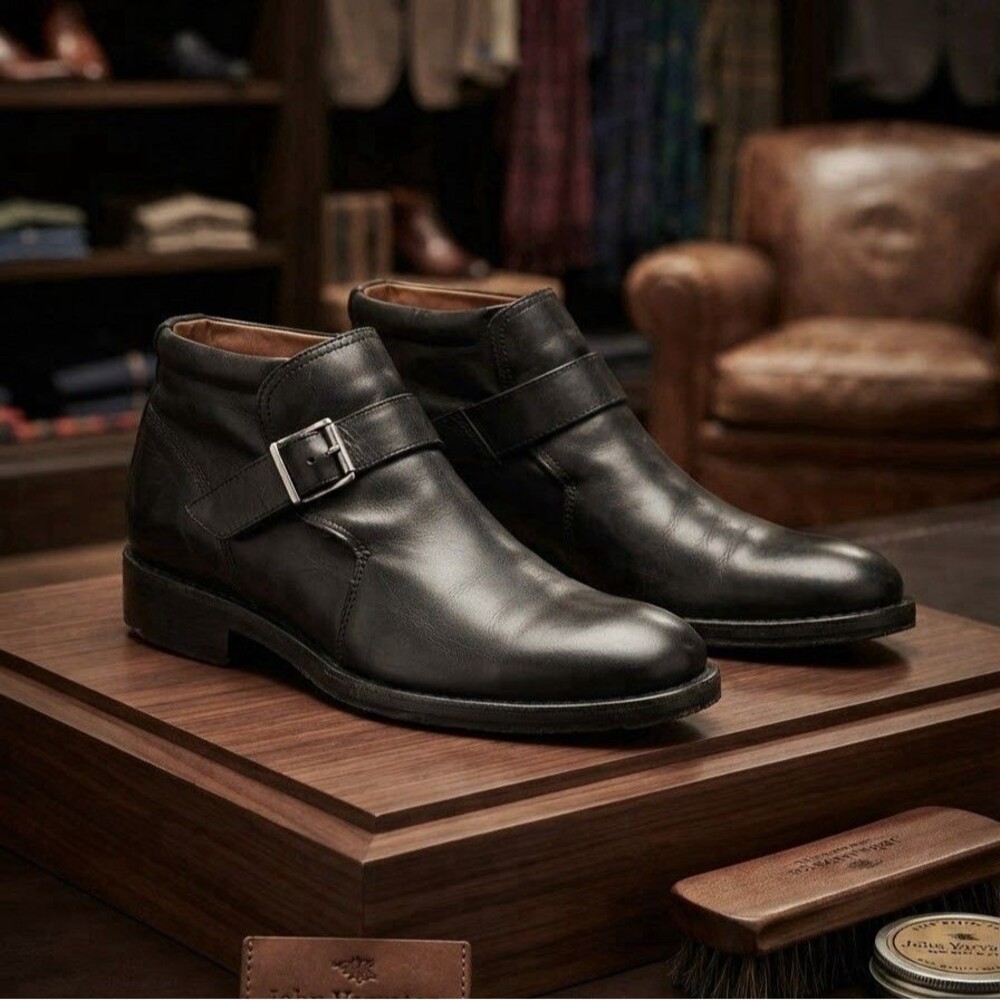John Varvatos Hand-Made Italian Leather Single Monk Strap Boots (Size 11)